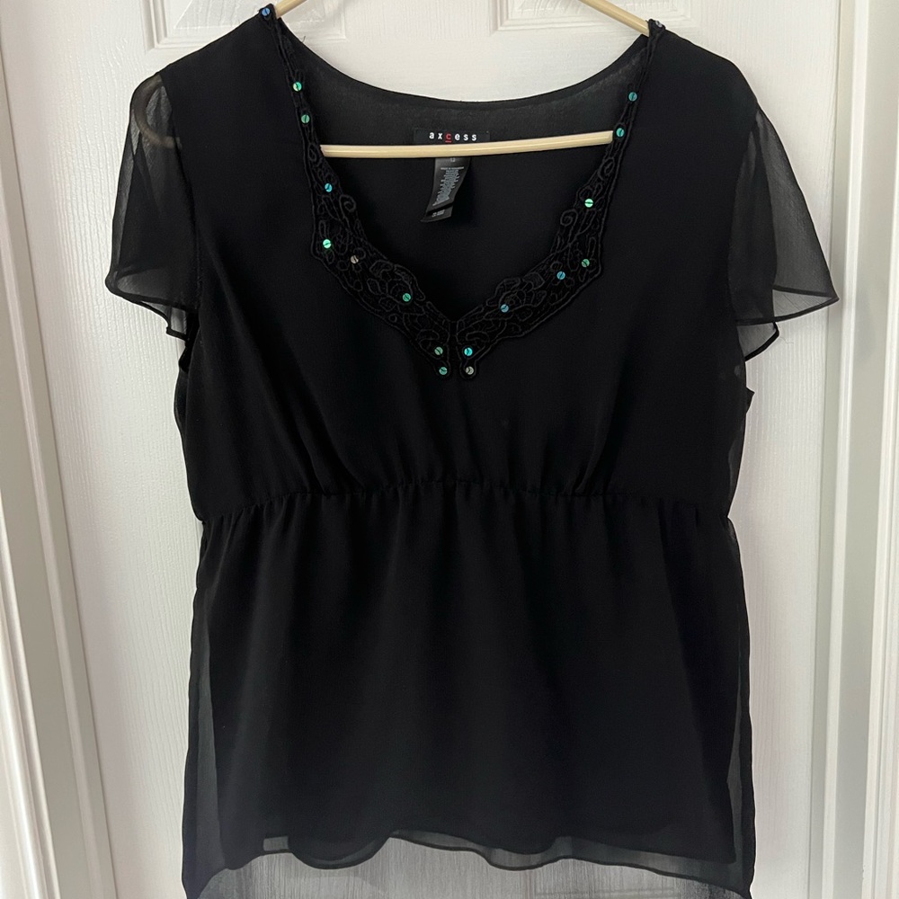 Axcess Sequin Sheer Top